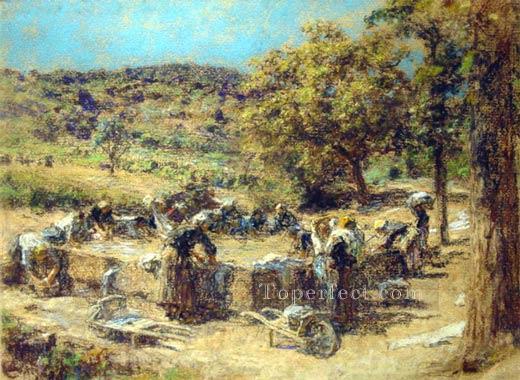 Washday rural scenes peasant Leon Augustin Lhermitte Oil Paintings